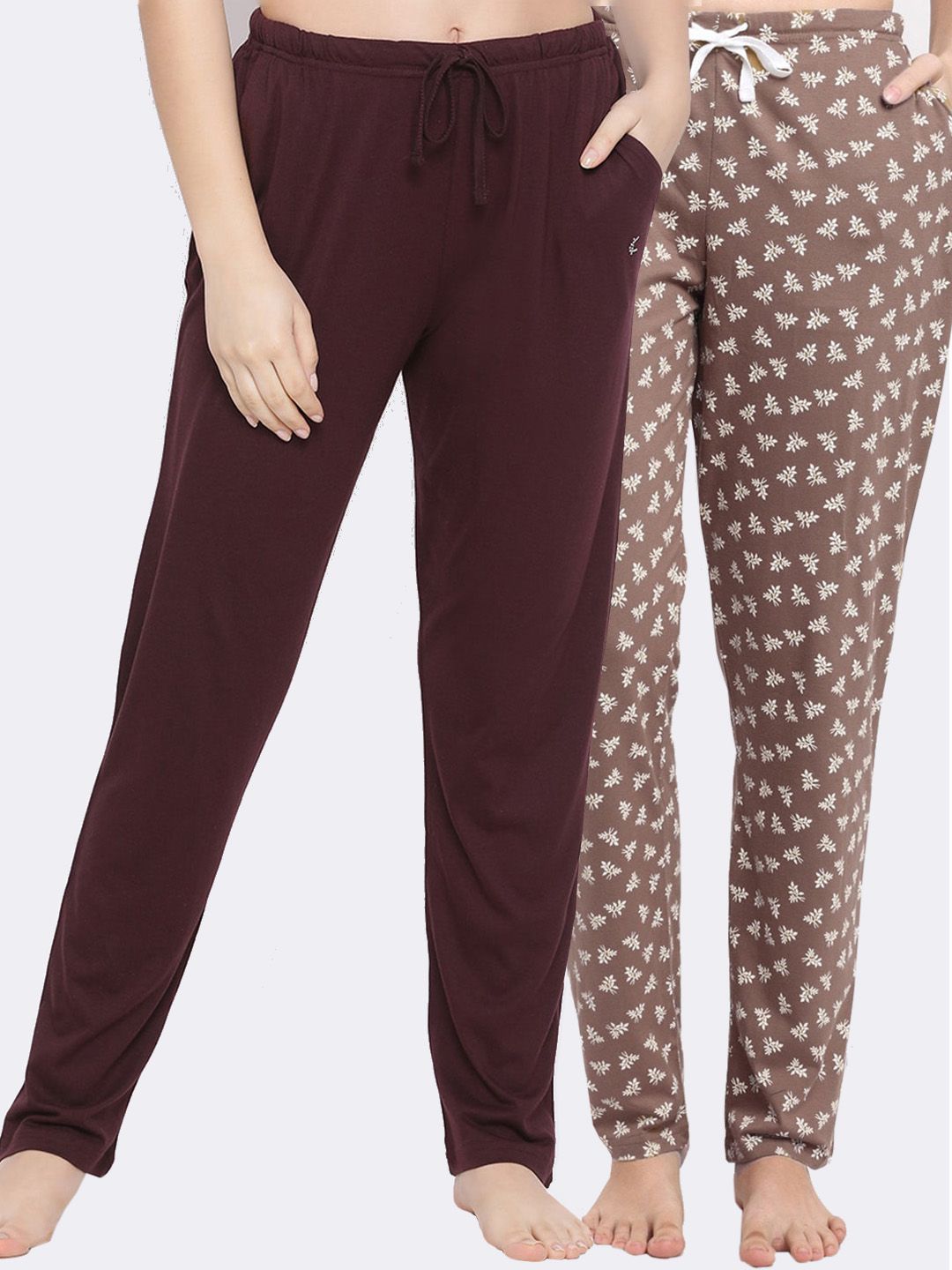 Kanvin Women Pack Of 2 Printed Pure Cotton Lounge Pants Price in India