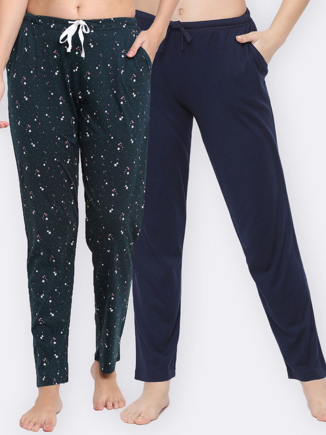 Kanvin Women Pack Of 2 Printed Pure Cotton Lounge Pants Price in India