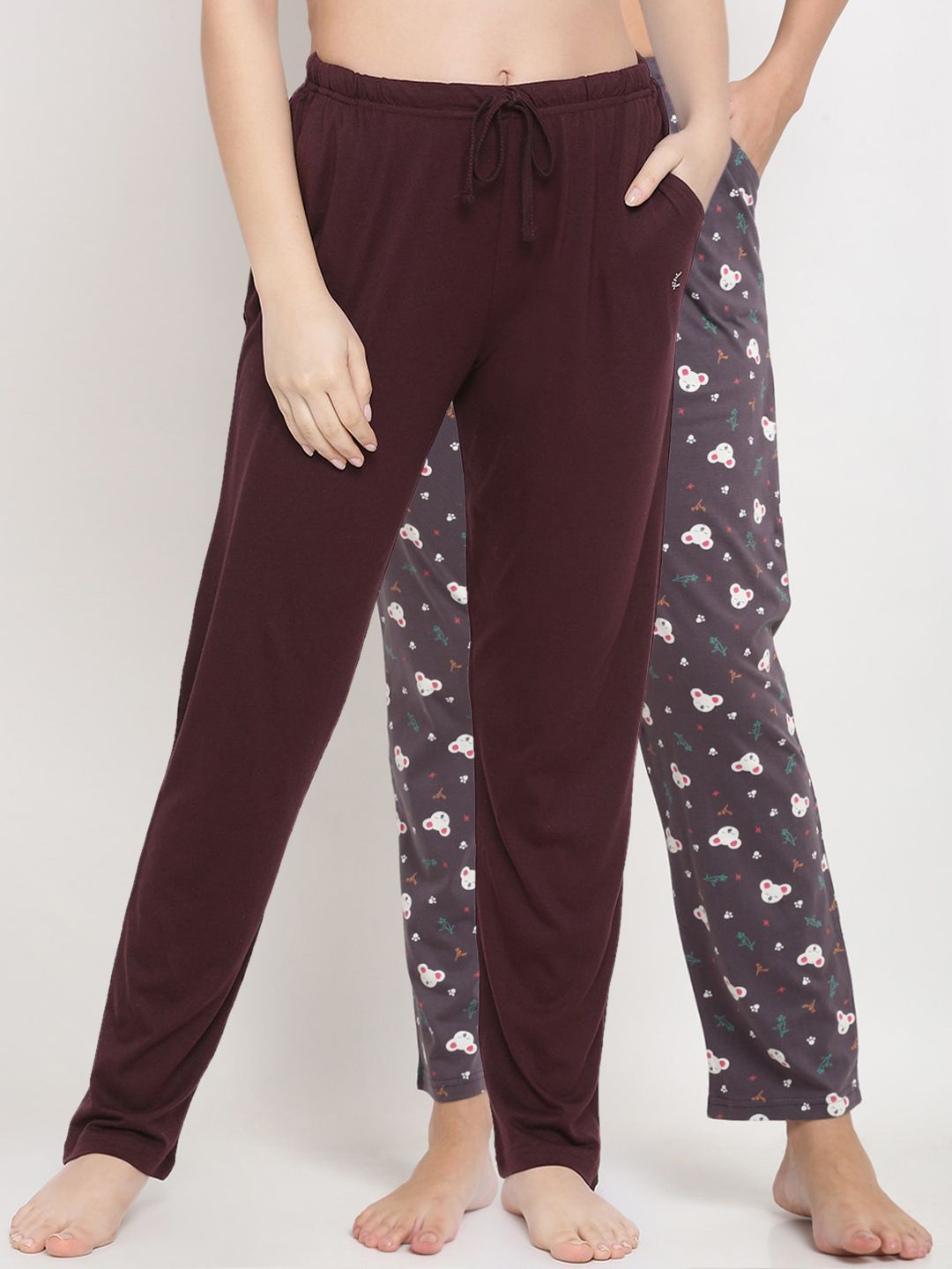 Kanvin Women Pack Of 2 Printed Cotton Lounge Pants Price in India