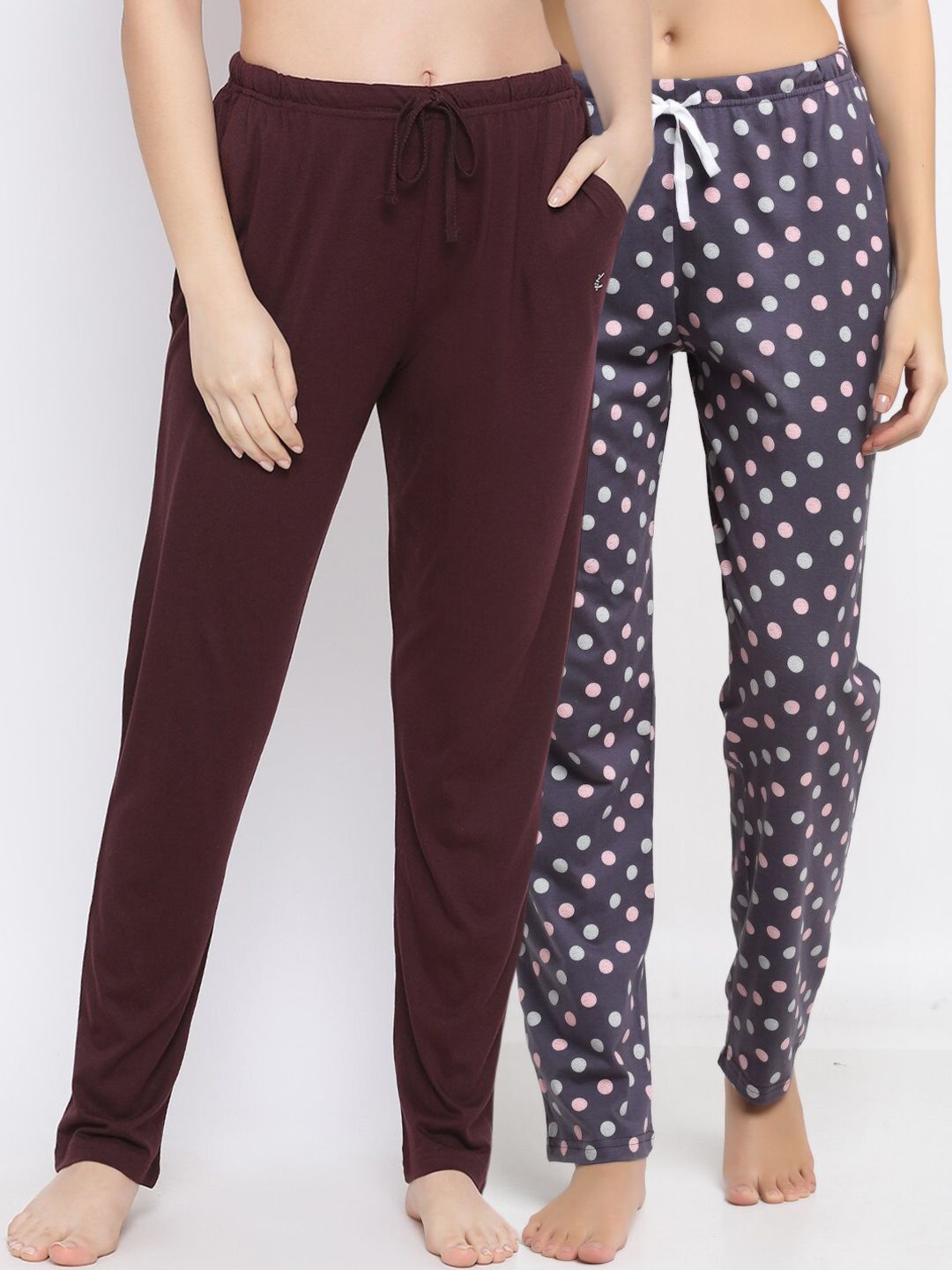 Kanvin Women Pack Of 2 Pure Cotton Lounge Pants Price in India