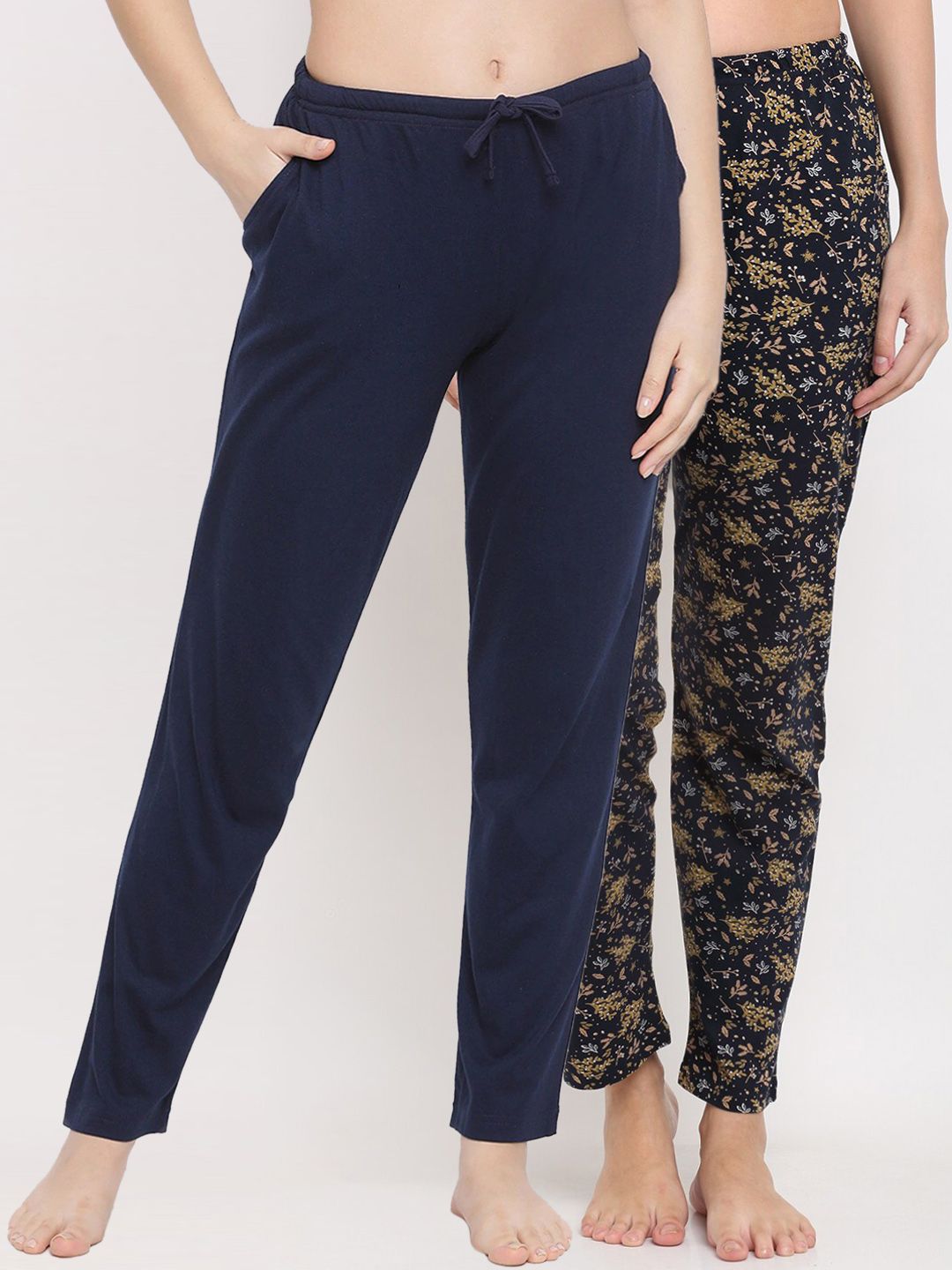 Kanvin Women Pack Of 2 Printed Pure Cotton Lounge Pants Price in India