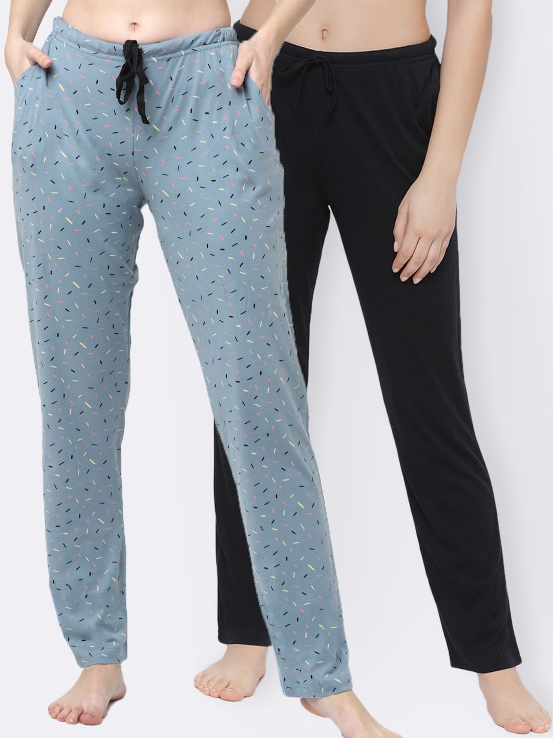 Kanvin Women Pack Of 2 Pure Cotton Lounge Pants Price in India