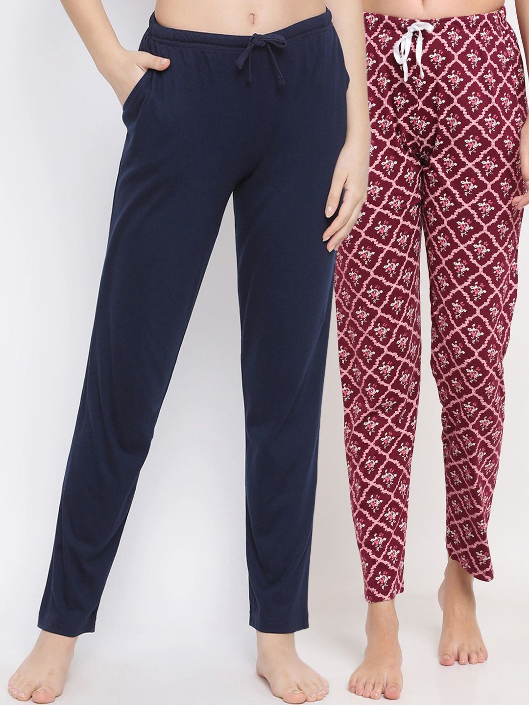 Kanvin Women Pack Of 2 Pure Cotton Lounge Pants Price in India