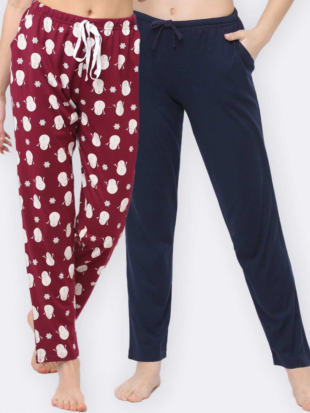 Kanvin Women Pack Of 2 Printed Pure Cotton Lounge Pants Price in India