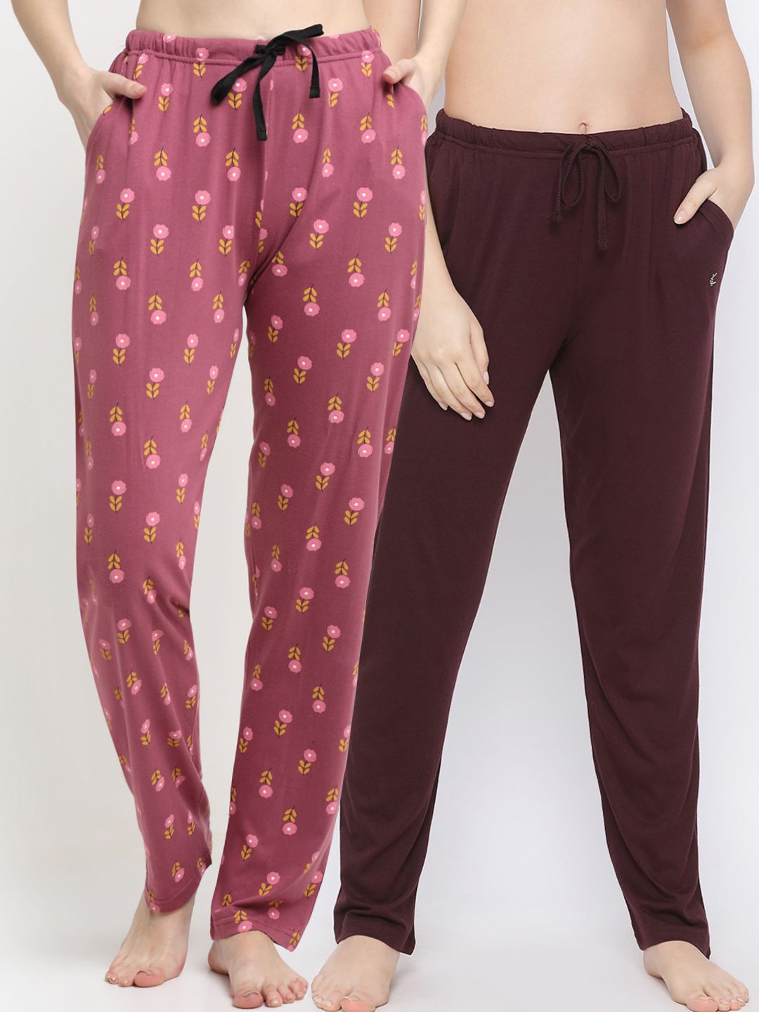 Kanvin Women Pack Of 2 Printed Pure Cotton Lounge Pants Price in India