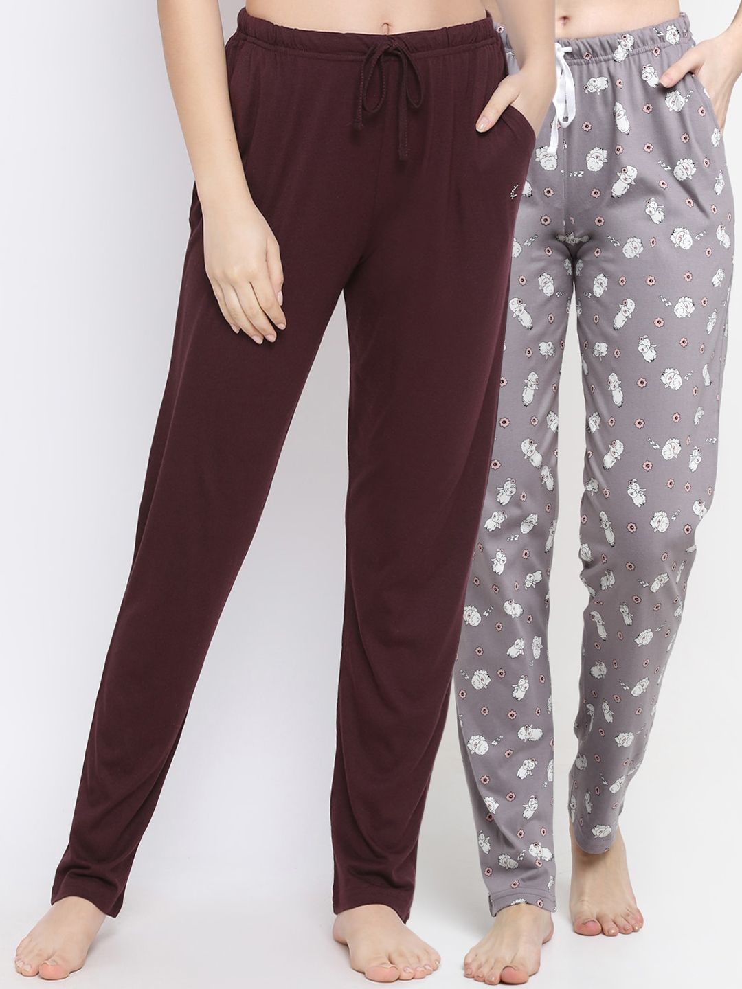 Kanvin Women Pack Of 2 Printed Cotton Lounge pants Price in India