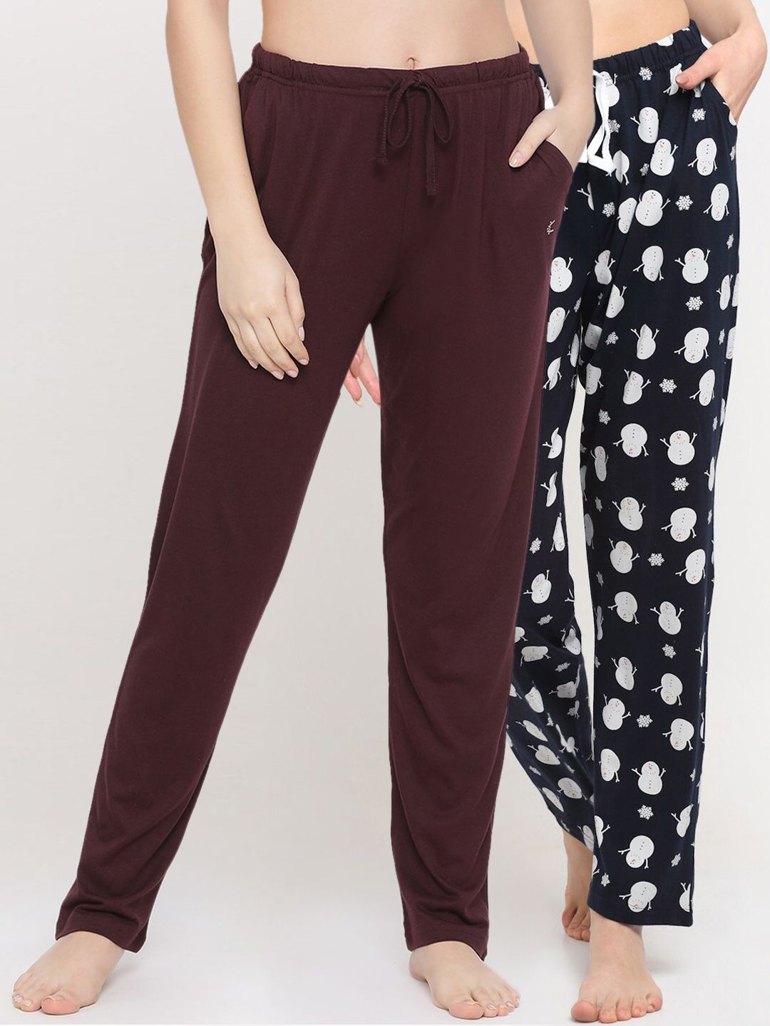 Kanvin Women Pack Of 2 Printed Pure Cotton Lounge Pants Price in India