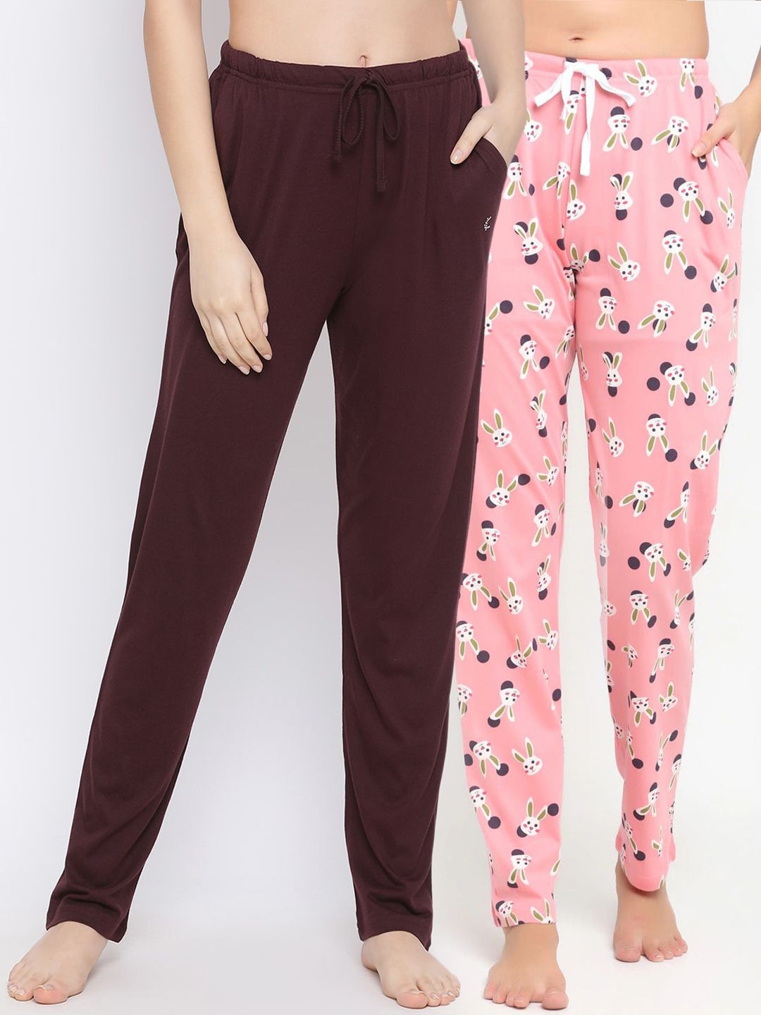 Kanvin Women Pack Of 2 Printed Pure Cotton Lounge Pants Price in India