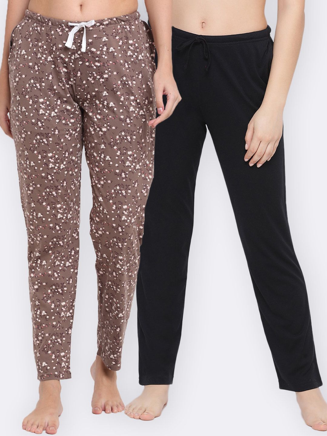 Kanvin  Women Pack Of 2 Printed Pure Cotton Lounge Pants Price in India