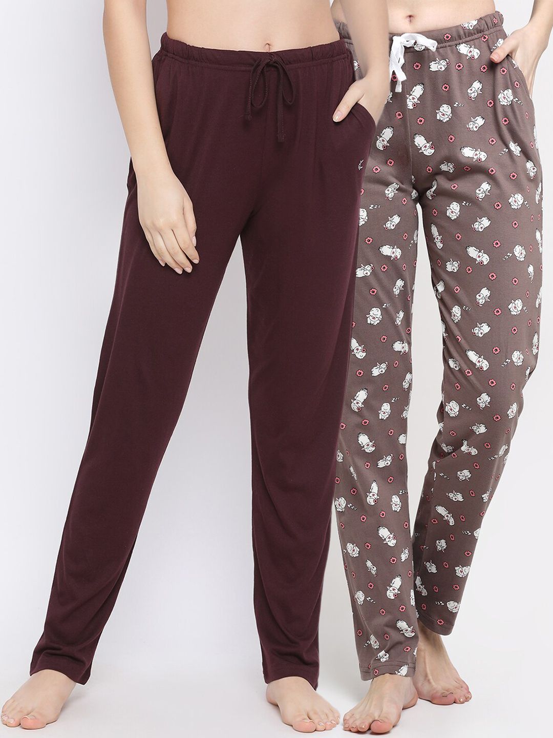 Kanvin Women Pack Of 2 Printed Pure Cotton Lounge Pants Price in India