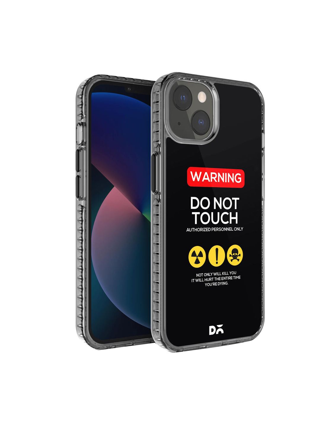 DailyObjects Black Printed Do Not Touch iPhone 13 Phone Case