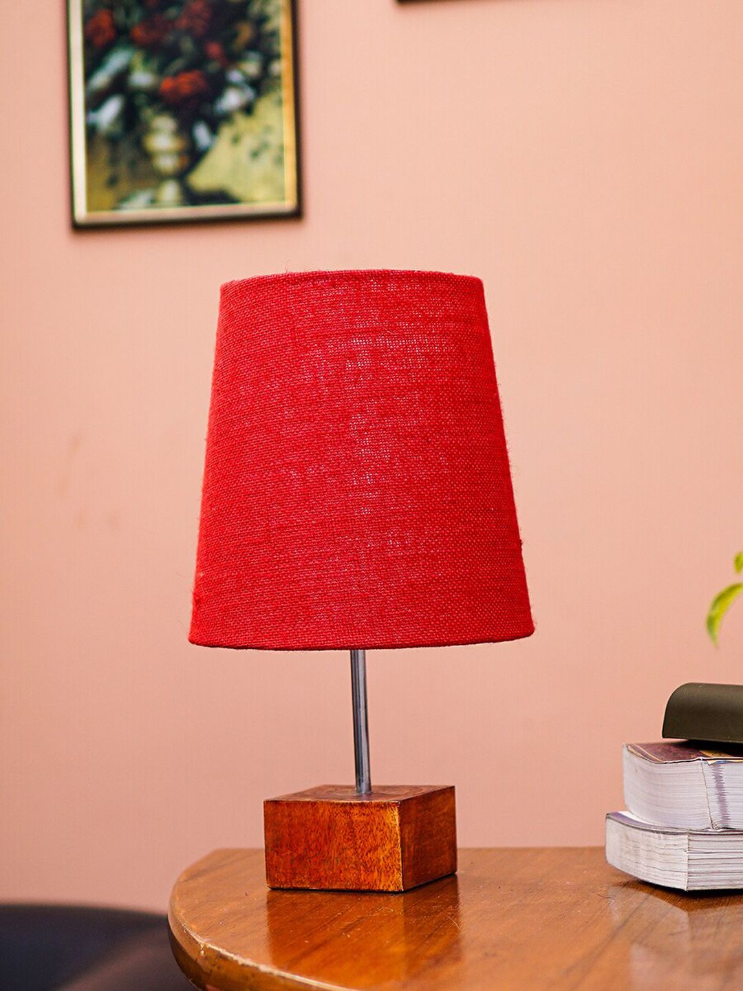 Pinecraft INTERNATIONAL Brown & Red Ema Table Lamp With Shade Price in India