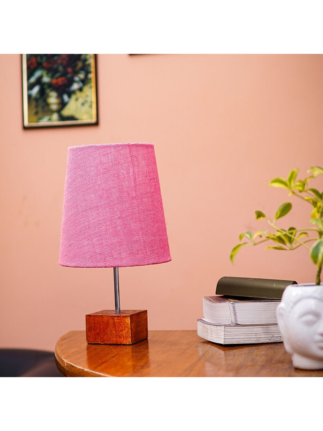 Pinecraft INTERNATIONAL Pink & Brown Ema Table Lamp with Shade Price in India