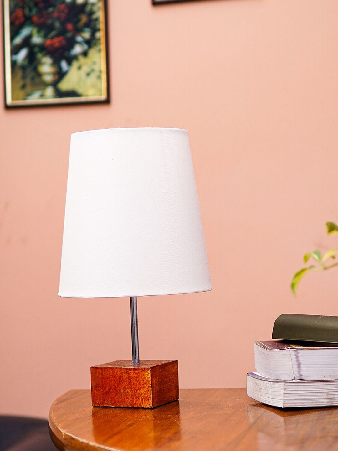 Pinecraft INTERNATIONAL Brown & White Table Lamp with Shade Price in India