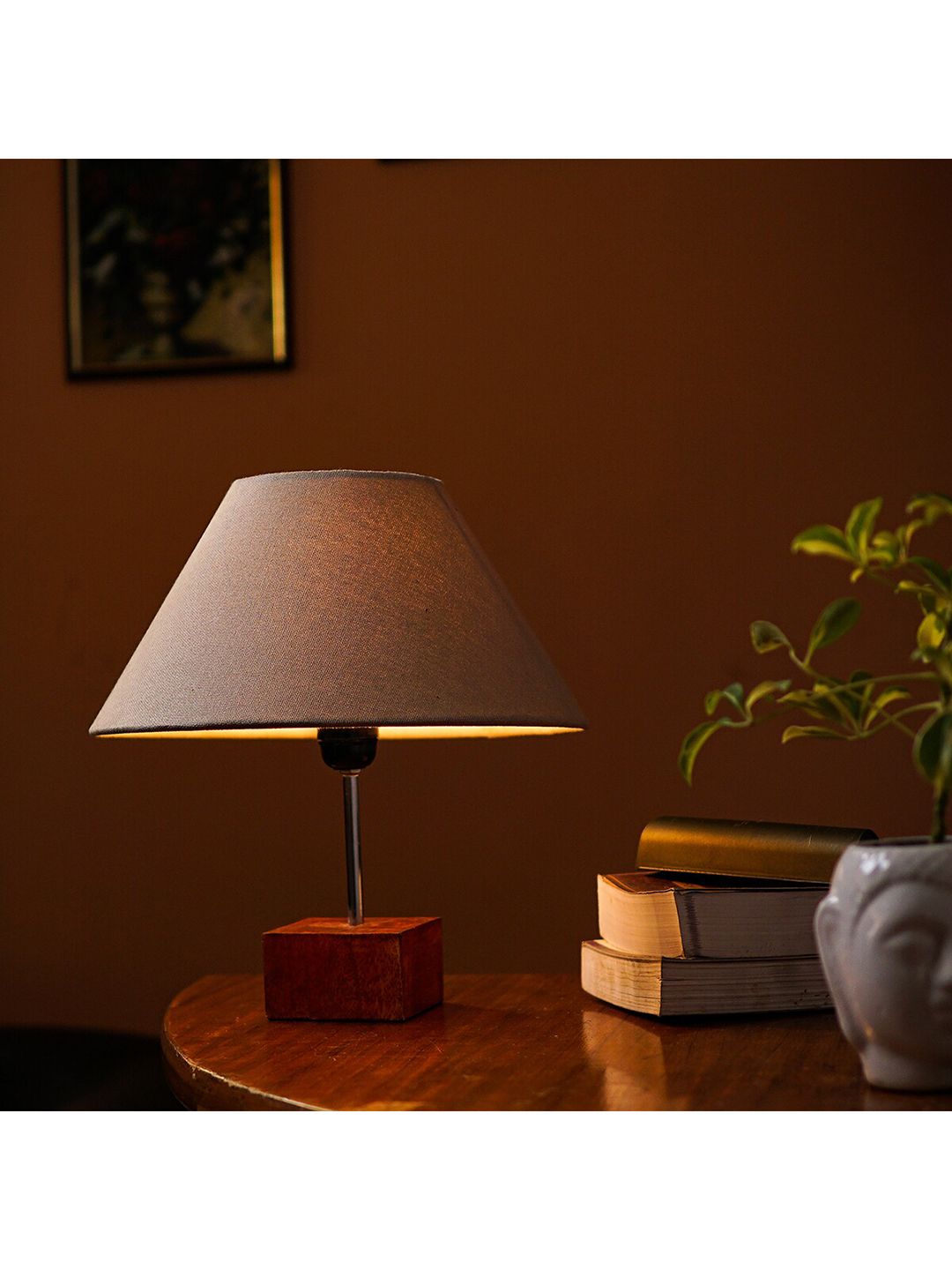 Pinecraft INTERNATIONAL Grey Ema Table Lamp With Frustum Shade Price in India