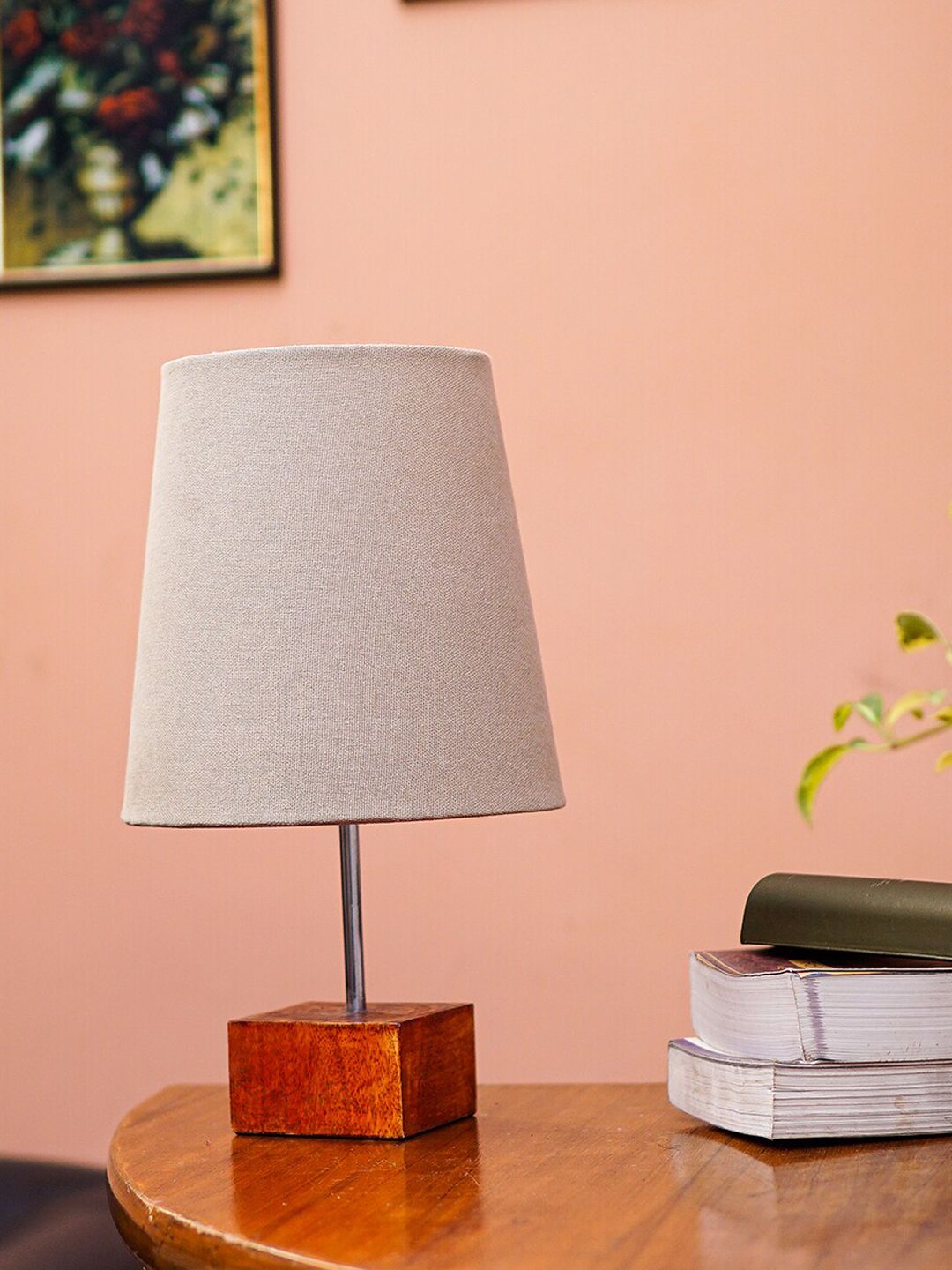 Pinecraft INTERNATIONAL Brown & Grey Ema Table Lamp With Shade Price in India