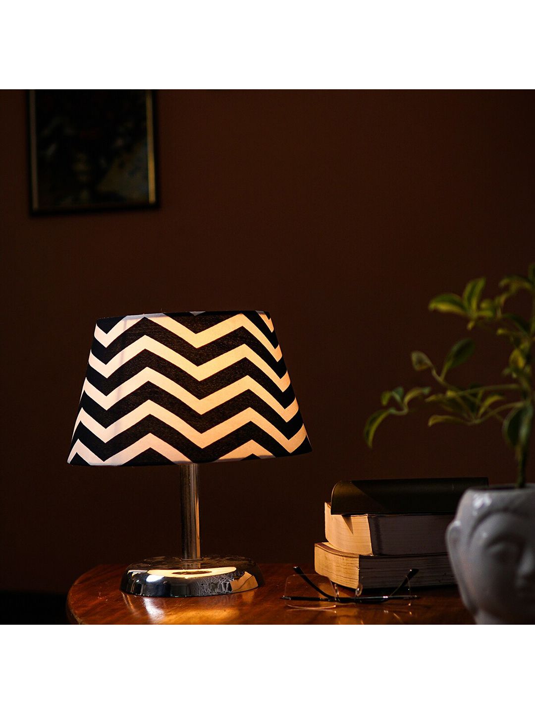 Pinecraft INTERNATIONAL Black & White Levi Table Lamp With Frustum Shade Price in India