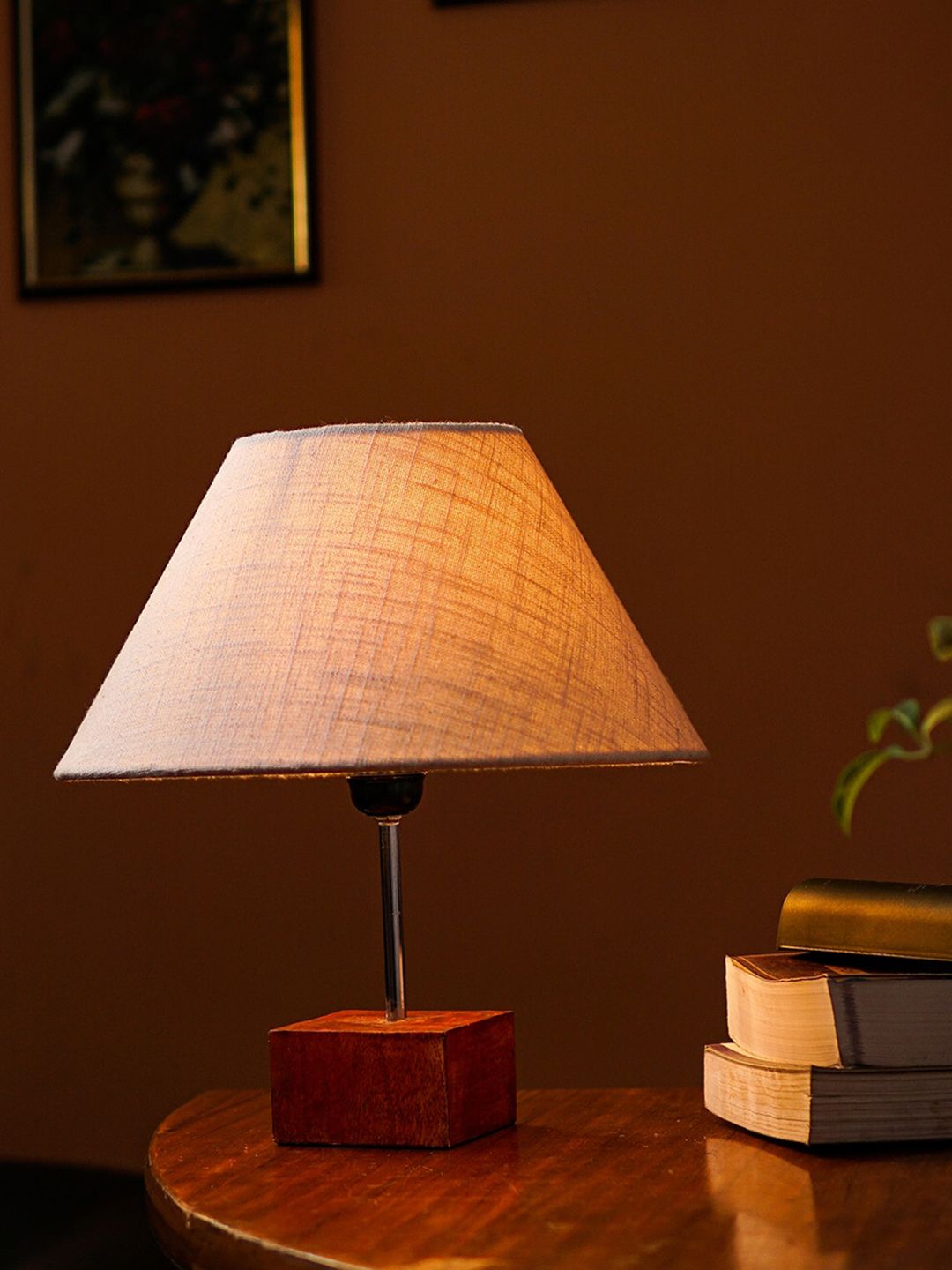 Pinecraft INTERNATIONAL Brown & Off White Ema Table Lamp With Shade Price in India