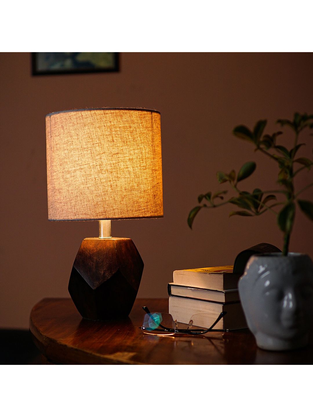 Pinecraft INTERNATIONAL Brown & Beige Table Lamp with Shade Price in India