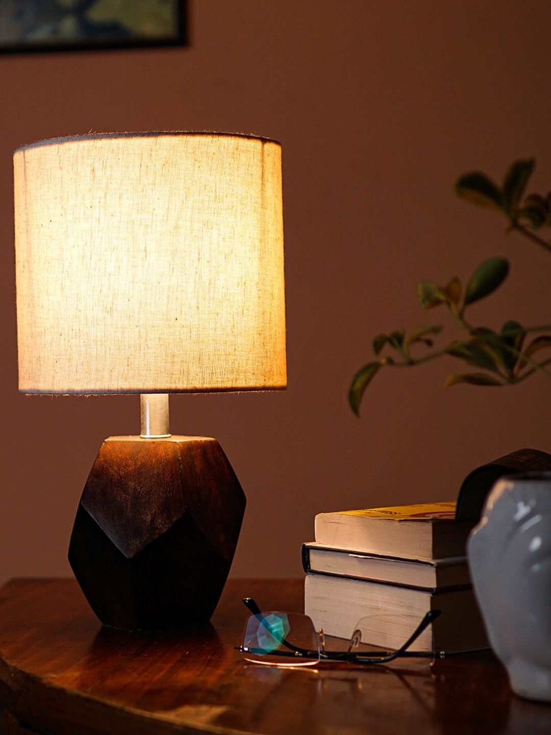 Pinecraft INTERNATIONAL Beige & Brown Sefinn Table Lamp with Shade Price in India