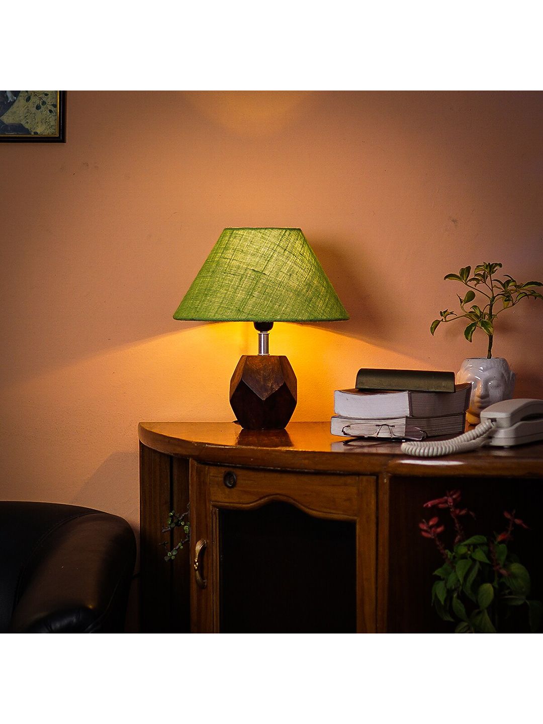 Pinecraft INTERNATIONAL Brown & Green Table Lamp with Shade Price in India