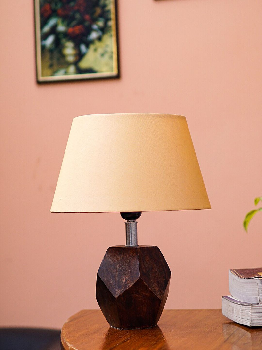 Pinecraft INTERNATIONAL Brown & Gold-Toned Sefinn Table Lamp With Shade Price in India