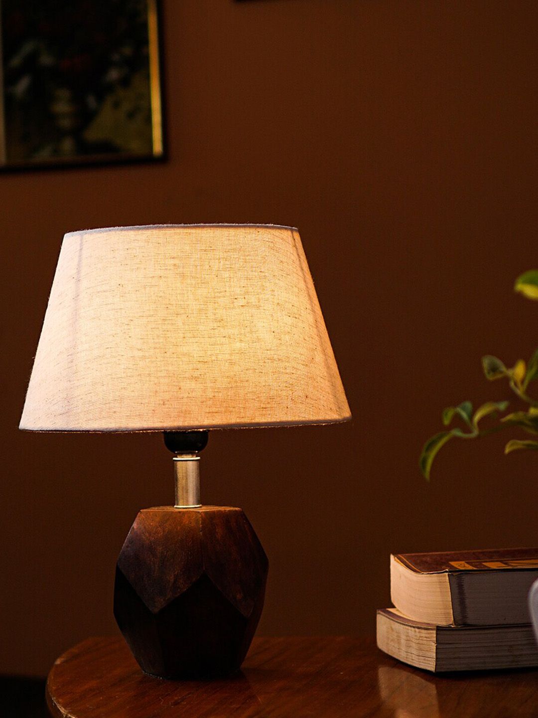 Pinecraft INTERNATIONAL Brown & Beige Table Lamp with Shade Price in India