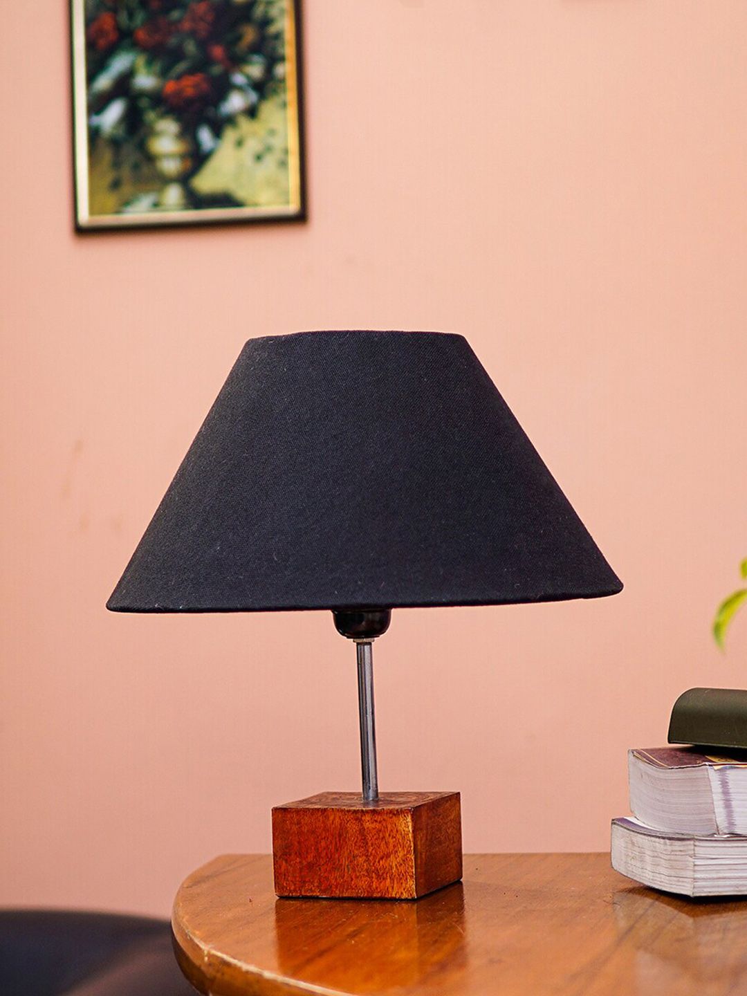 Pinecraft INTERNATIONAL Black Ema Table Lamp With Frustum Shade Price in India