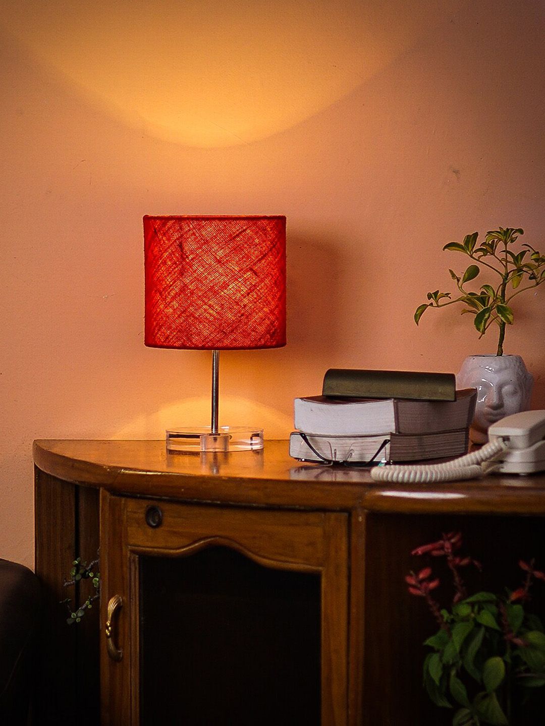 Pinecraft INTERNATIONAL Red Table Lamp with Shade Price in India