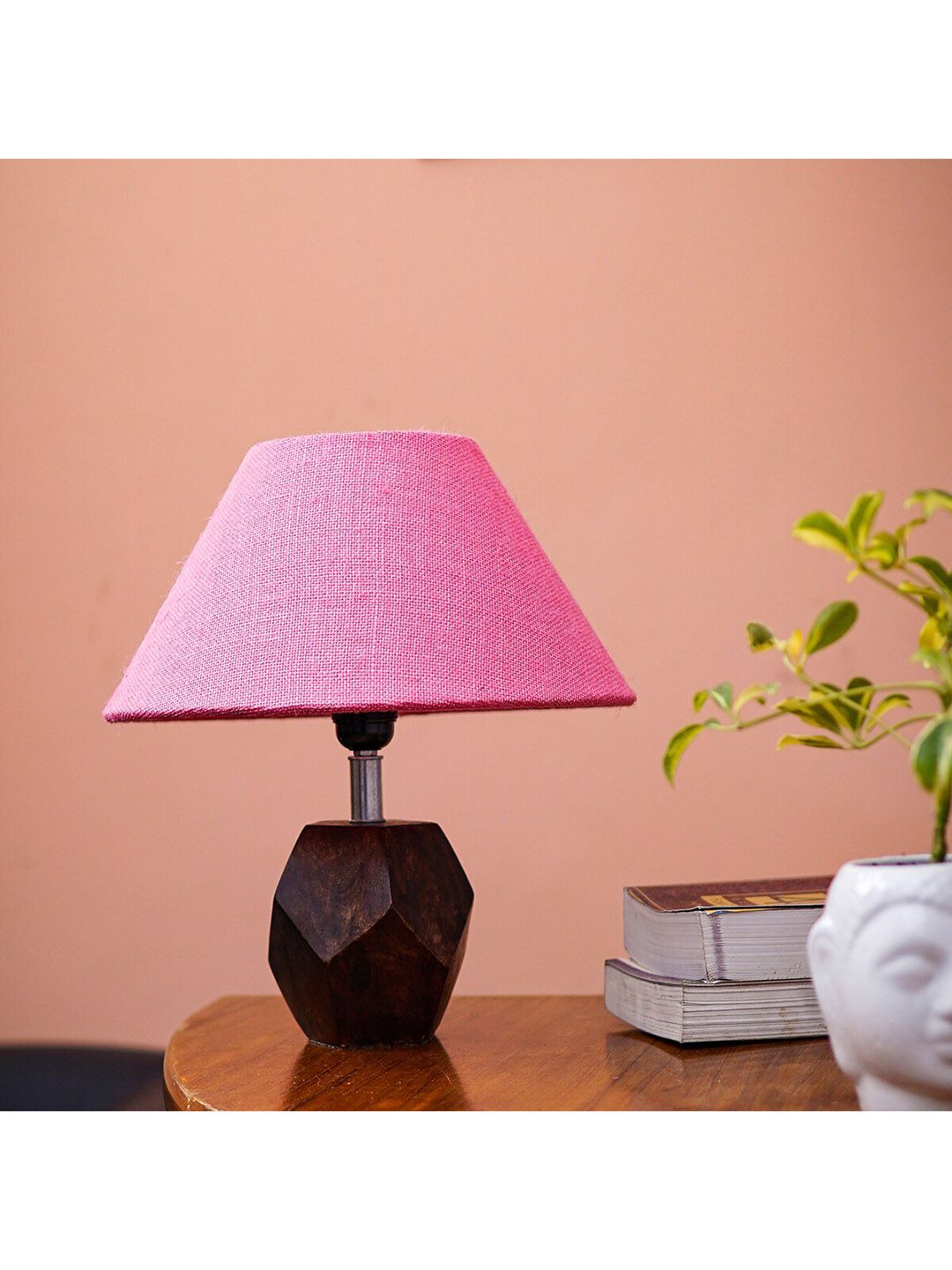 Pinecraft INTERNATIONAL Brown & Pink Table Lamp with Shade Price in India