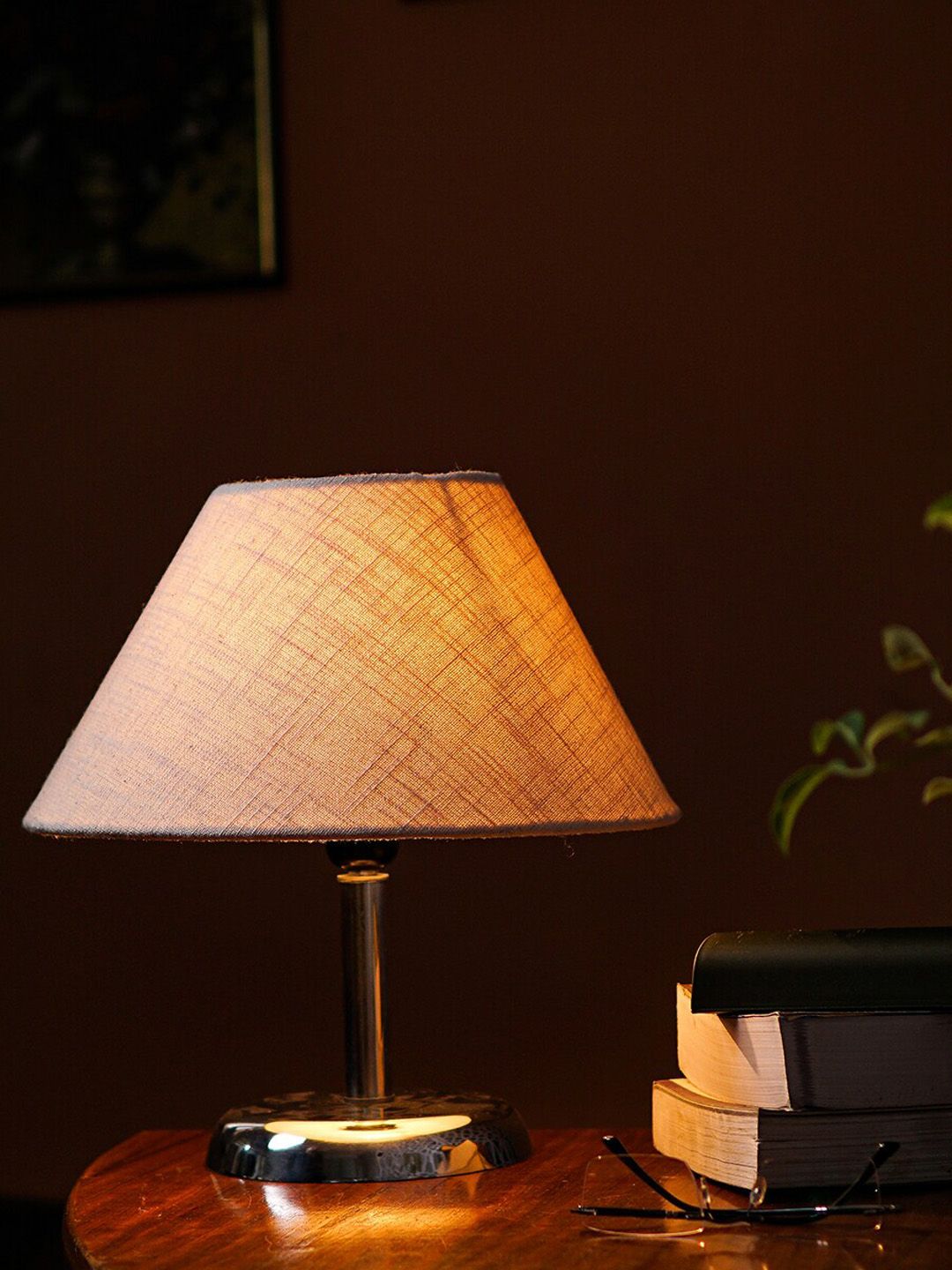 Pinecraft INTERNATIONAL Steel & Off White Table Lamp with Shade Price in India
