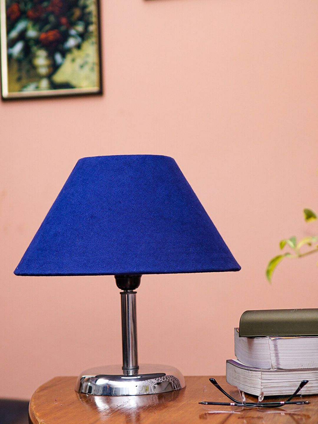 Pinecraft INTERNATIONAL Steel & Blue Levi Table Lamp With Shade Price in India