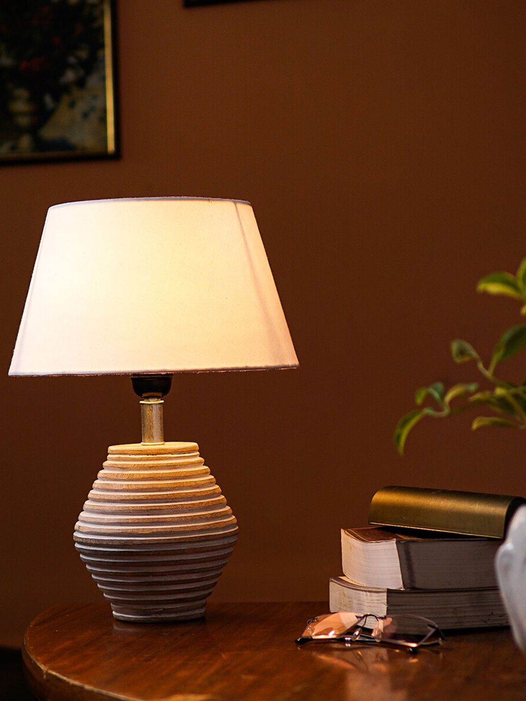Pinecraft INTERNATIONAL Off White Table Lamp With Shade Price in India