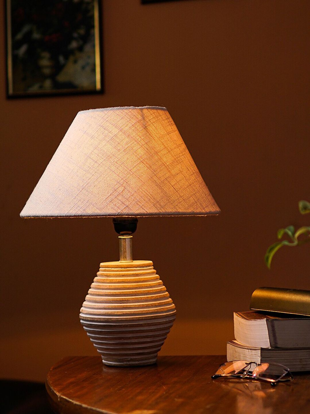 Pinecraft INTERNATIONAL White & Off White Table Lamp with Shade Price in India