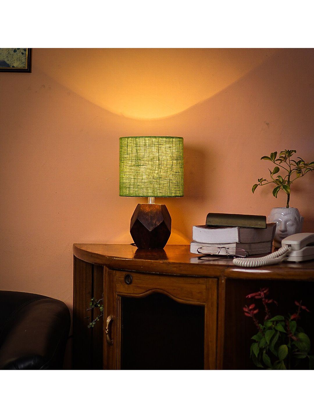 Pinecraft INTERNATIONAL Brown & Green Table Lamp with Shade Price in India