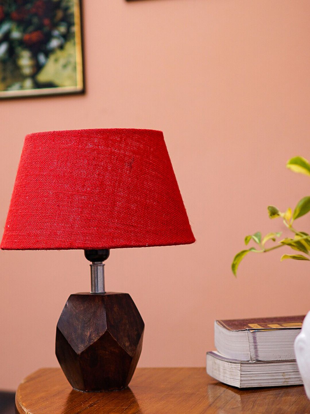 Pinecraft INTERNATIONAL Brown and Red Sefinn Table Lamp with Shade Price in India