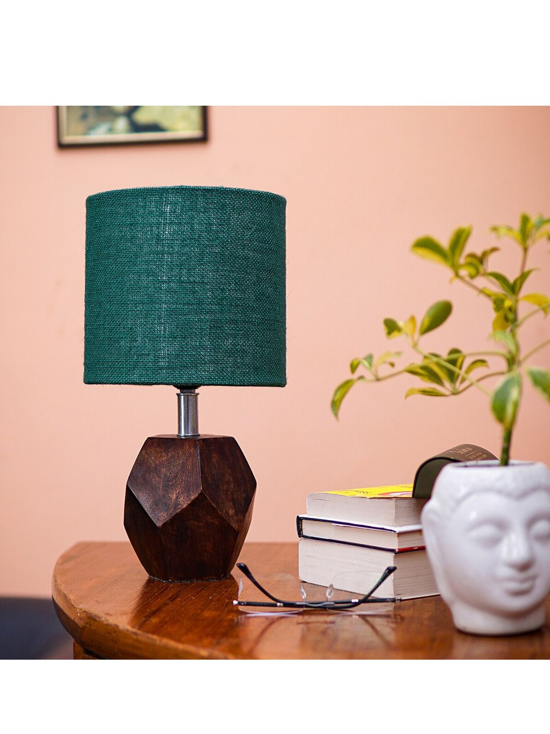 Pinecraft INTERNATIONAL Brown & Green Table Lamp with Shade Price in India
