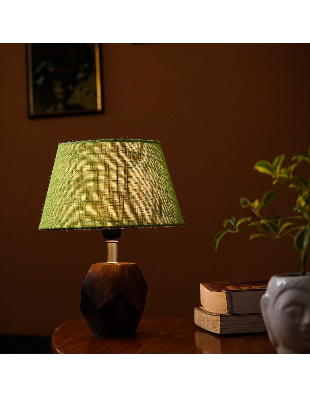 Pinecraft INTERNATIONAL Brown & Green Sefinn Table Lamp With Shade Price in India