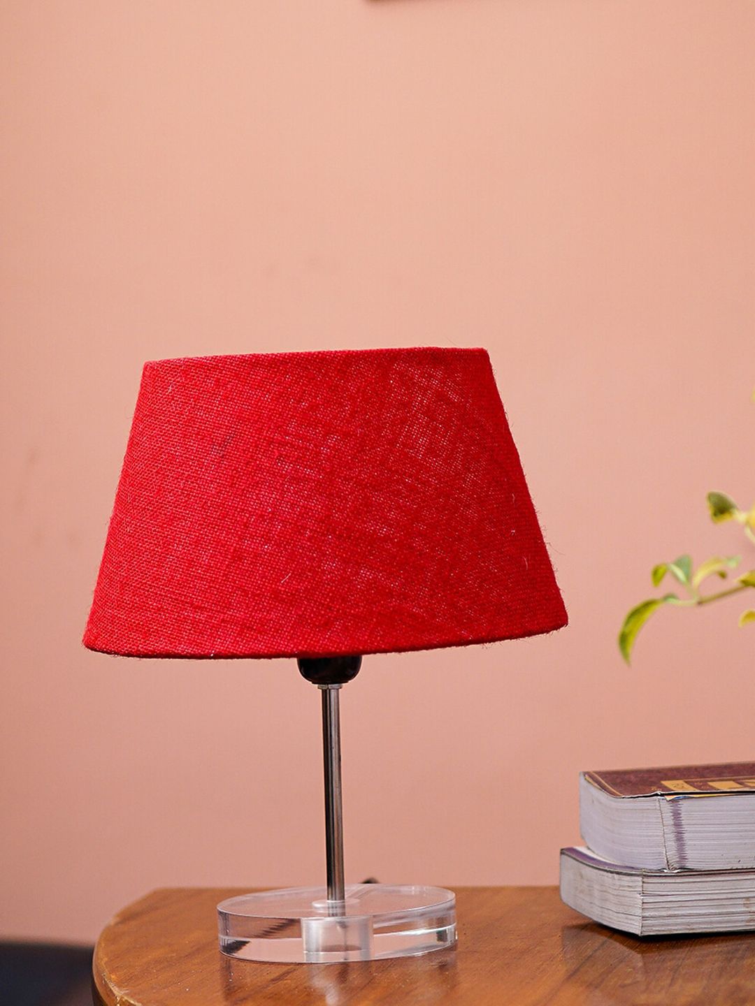 Pinecraft INTERNATIONAL Transparent & Red Table Lamp with Shade Price in India