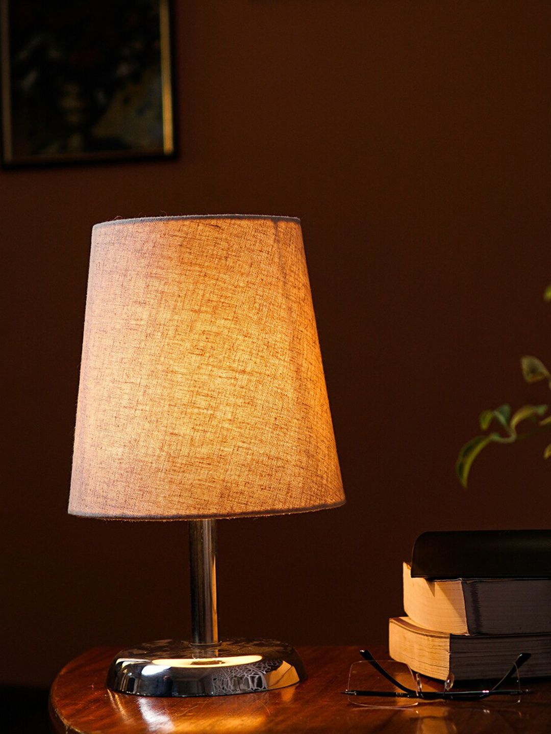 Pinecraft INTERNATIONAL Steel & Beige Levi Table Lamp With Shade Price in India