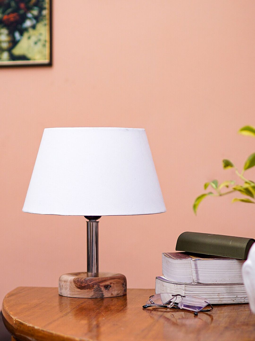 Pinecraft INTERNATIONAL White Edra Table Lamp With Frustum Shade Price in India