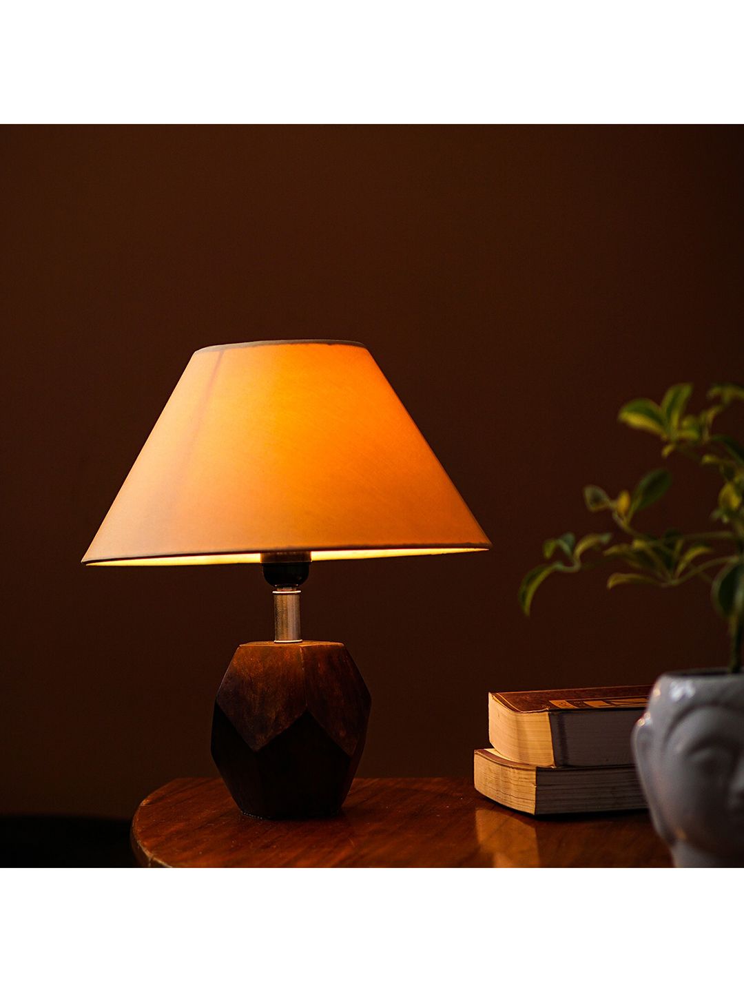 Pinecraft INTERNATIONAL Brown & Yellow Table Lamp with Shade Price in India