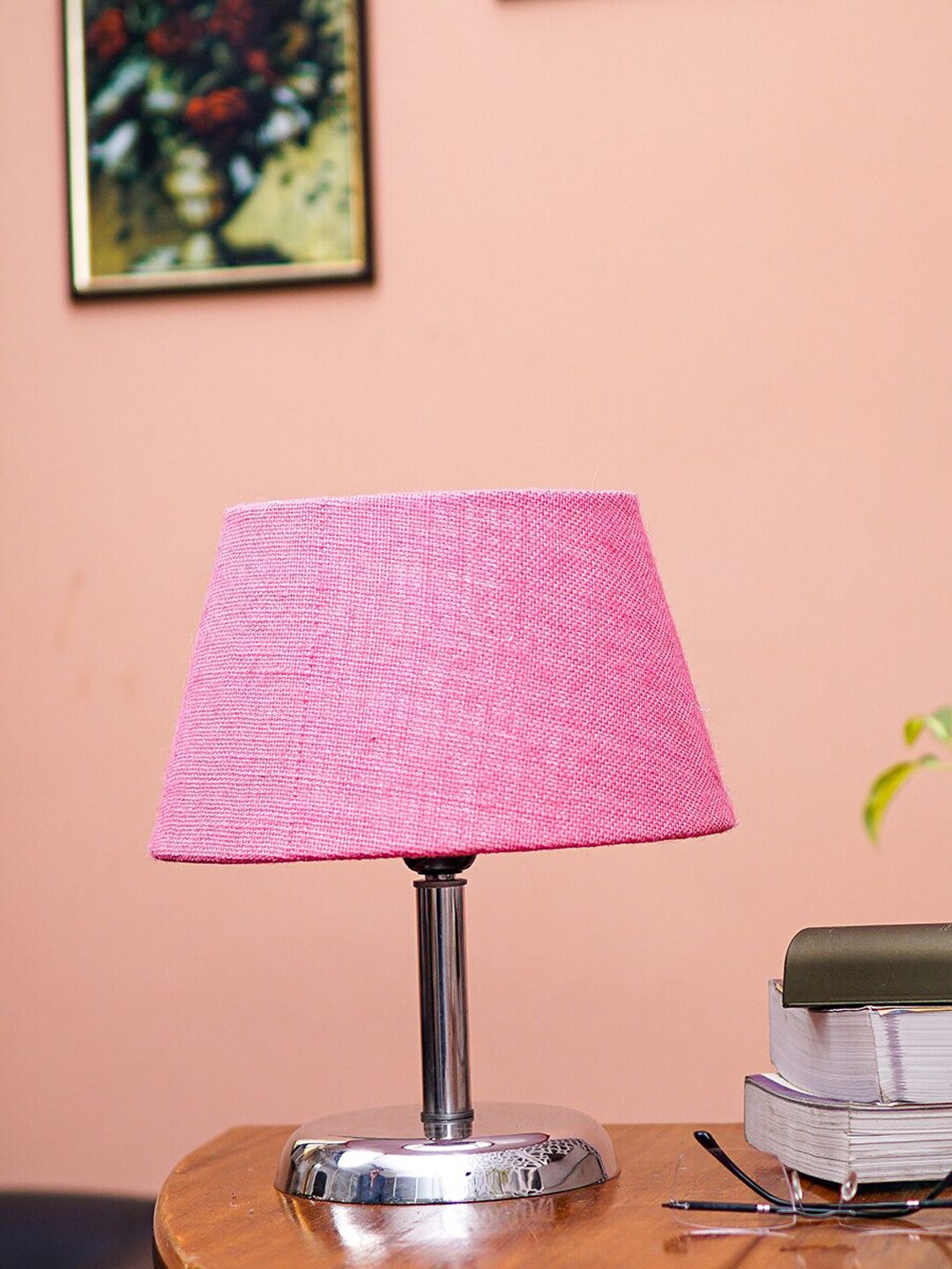 Pinecraft INTERNATIONAL Steel & Pink Table Lamp with Shade Price in India