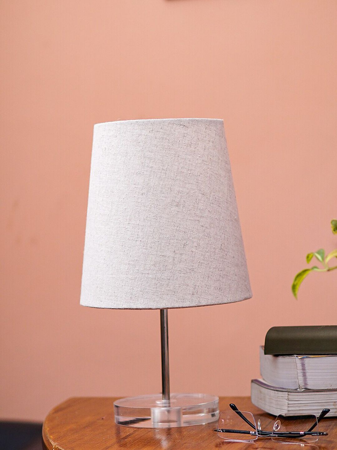 Pinecraft INTERNATIONAL Beige & Transparent Celeste Table Lamp with Linen Shade Price in India