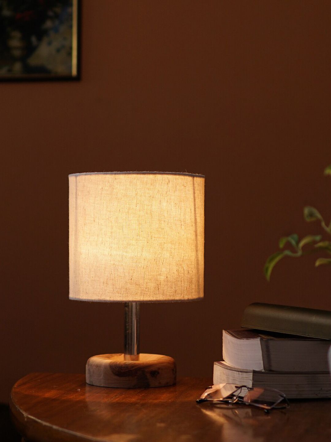 Pinecraft INTERNATIONAL Beige Edra Table Lamp With Cylinder Shade Price in India