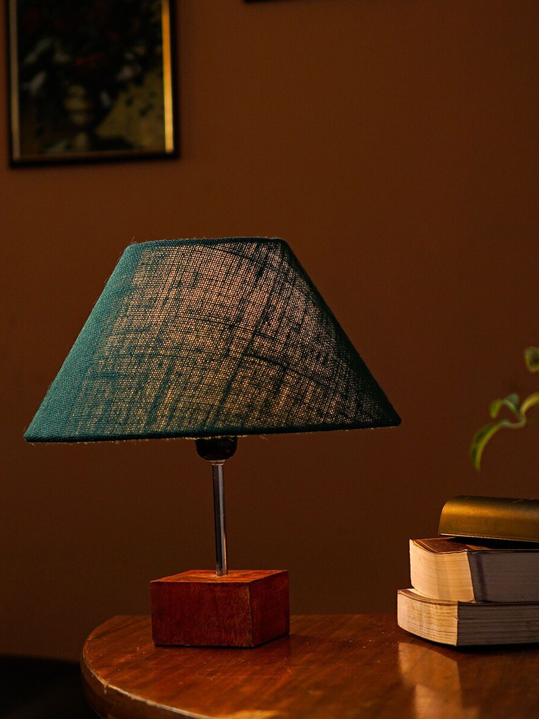 Pinecraft INTERNATIONAL Green  Ema Table Lamp with Dark Green Shade Price in India