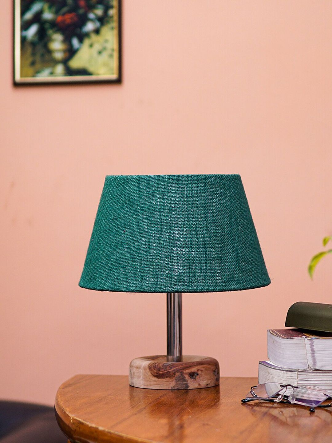 Pinecraft INTERNATIONAL Brown & Green Edra Table Lamp With Shade Price in India