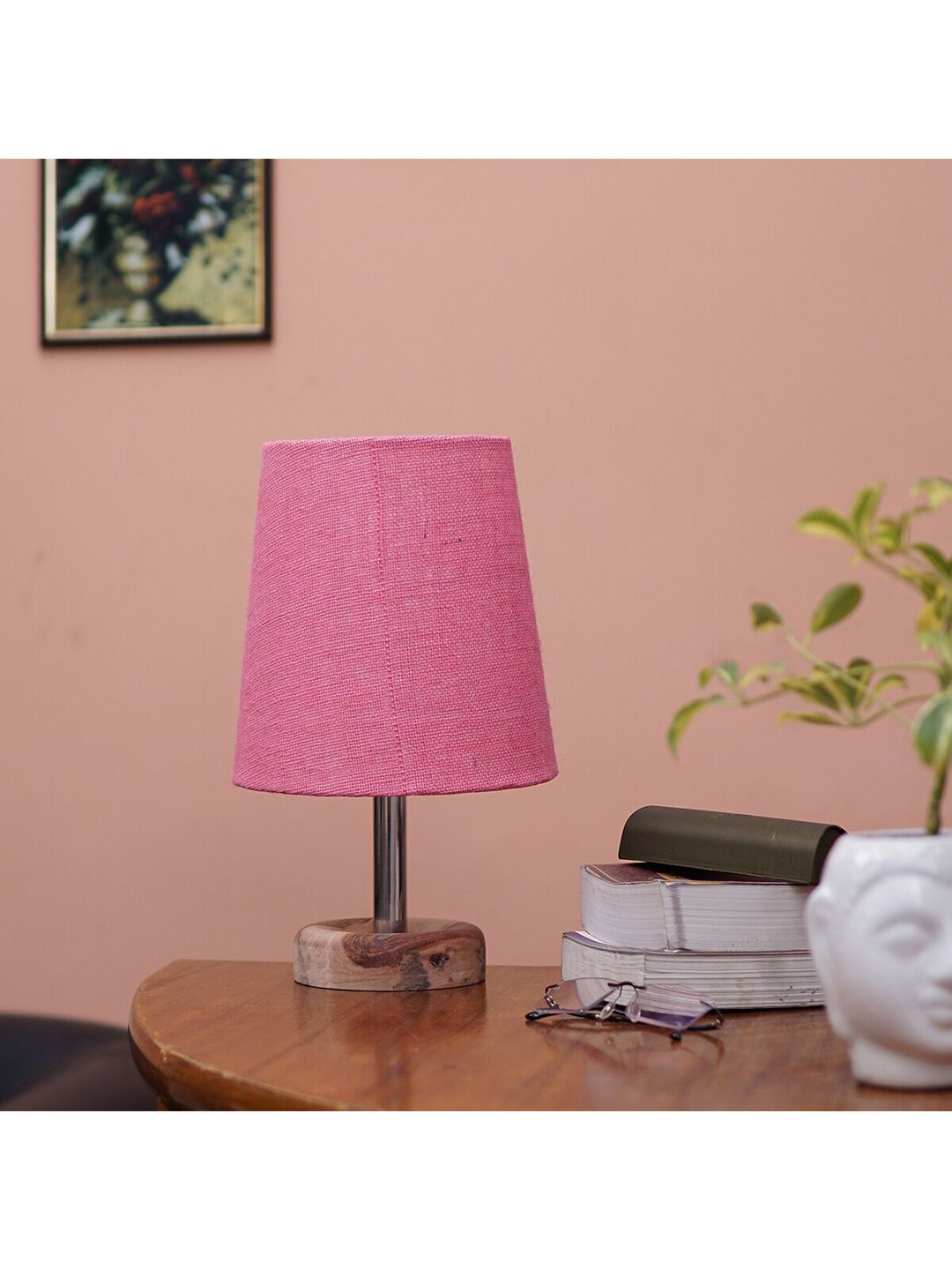 Pinecraft INTERNATIONAL Brown and Pink Edra Table Lamp with Shade Price in India