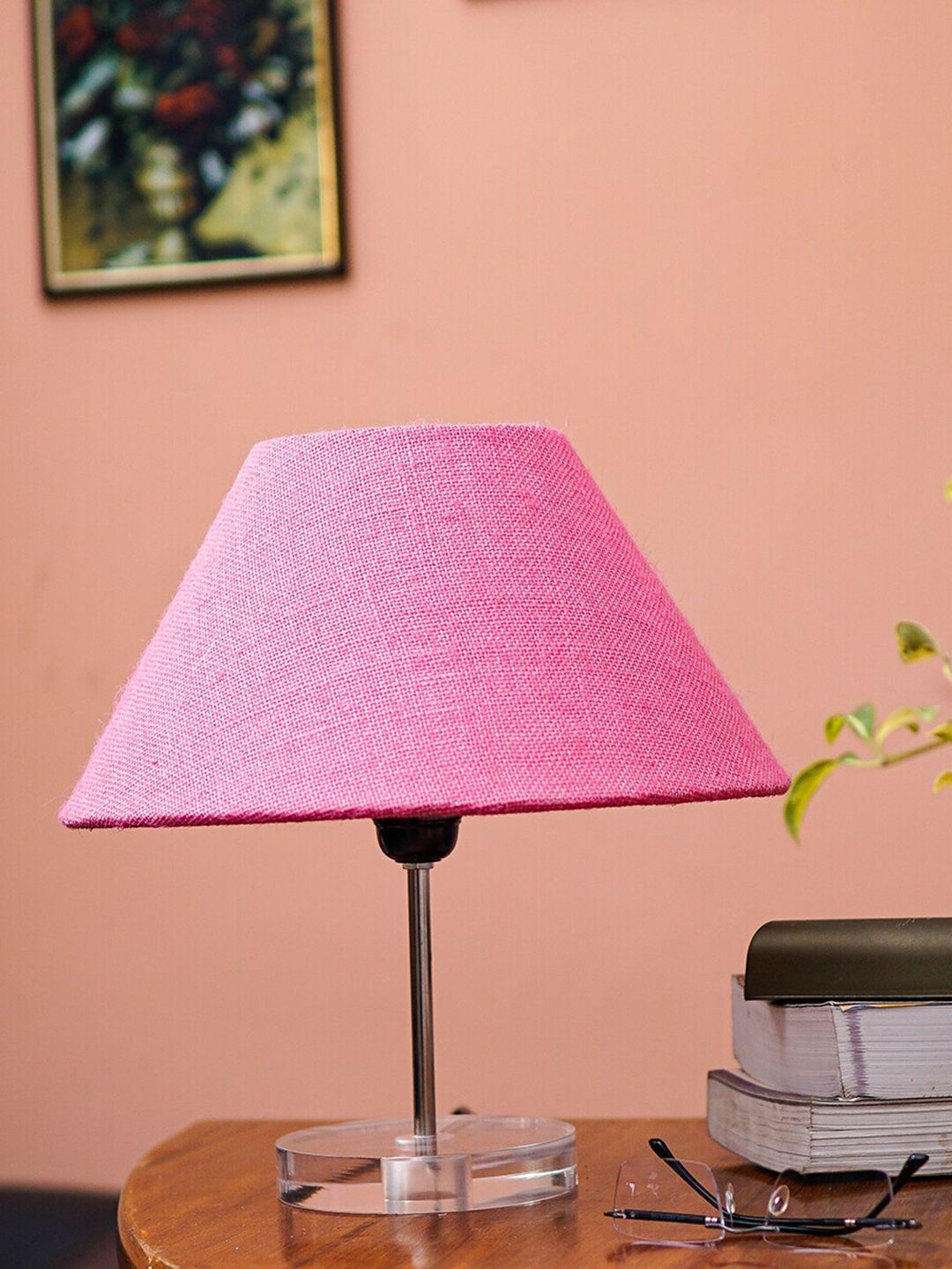 Pinecraft INTERNATIONAL Transparent Celeste Table Lamp with Pink Shade Price in India