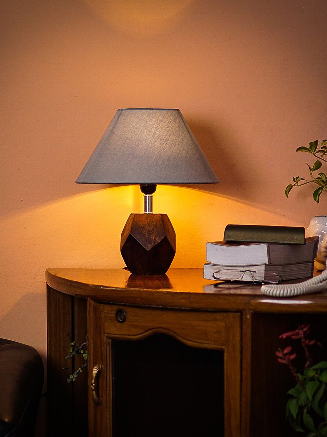 Pinecraft INTERNATIONAL Grey Sefinn Table Lamp with Cotton Shade Price in India